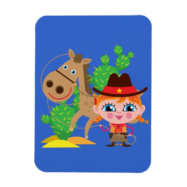 Magnet Flexible Cow-girl et cheval (Vertical)