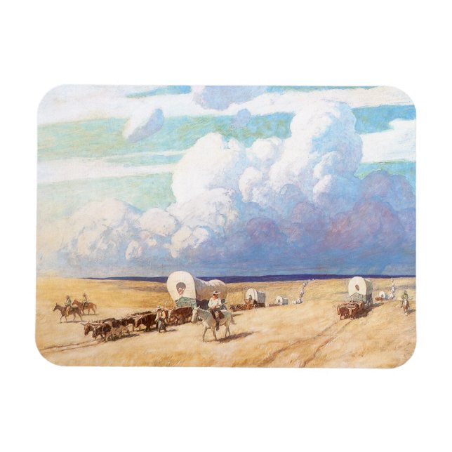 Magnet Flexible Cowboys occidentaux vintages, Wagons couverts par  (Horizontal)