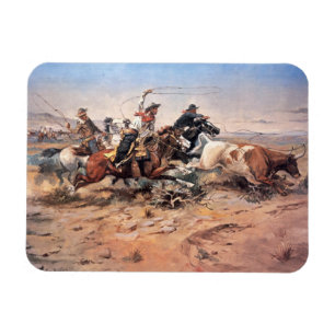 Magnet Flexible Cowboys roping a steer, 1897 (huile sur toile)