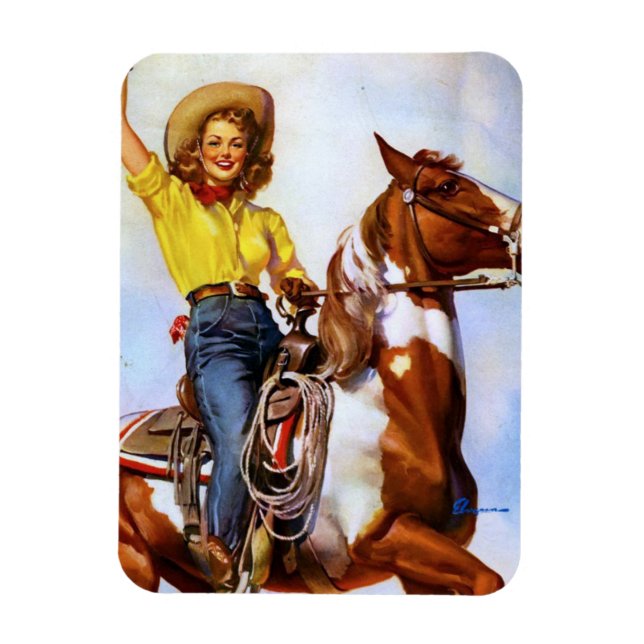 Magnet Flexible Cowgirl Rider Pin Up (Vertical)