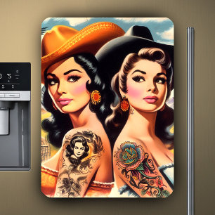 Magnet Flexible Cowgirls Tatouées Vintage