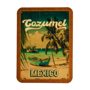 Magnet Flexible Cozumel Palm Tree Retro 80s Playa mexicaine