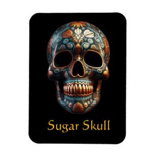 Magnet Flexible Crâne de Día de los Muertos or Turquoise et Or sur