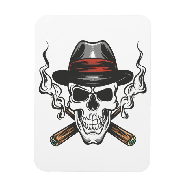 Magnet Flexible Crâne de gangster avec chapeau fedora (Vertical)