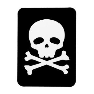 Magnet Flexible Crâne de pirate blanc sur fond noir