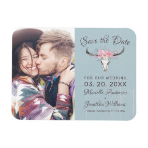 Magnet Flexible Crâne de vache rustique Aquarelle florale B photo