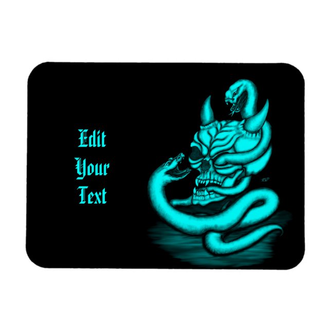 Magnet Flexible Crâne - Tête diabolique avec serpent (Horizontal)