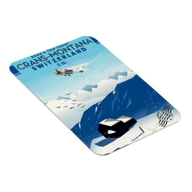 Magnet Flexible crans-montana Suisse affiche ski (Côté Droit)