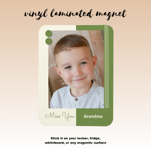 Magnet Flexible Cream and green miss you grandma photo