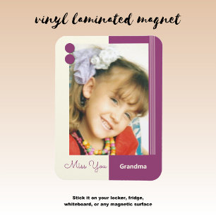 Magnet Flexible Cream and purple miss you grandma photo