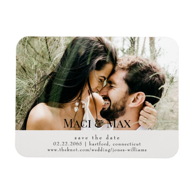 Magnet Flexible Cream Couple Photo Wedding Enregistrer la date (Horizontal)
