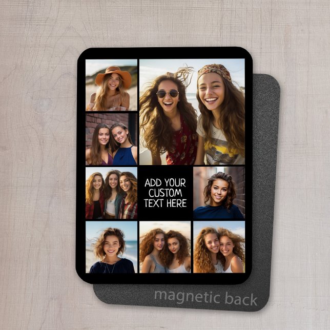 Magnet Flexible Create a Custom Photo Collage with 8 Photos (Personalized refrigerator magnet with photo collage and custom text - add 8 photos to this design)
