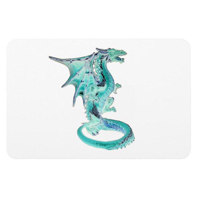 Magnet Flexible Créature Fantastique Dragon Bleu Ciel Œuvre d'Art  (Horizontal)