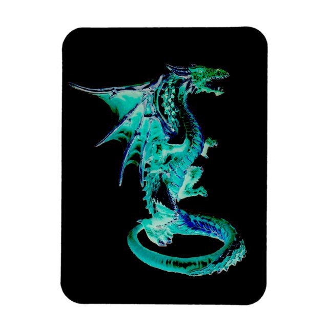 Magnet Flexible Créature Mythique Dragon Bleu de Mer Majestueux (Vertical)