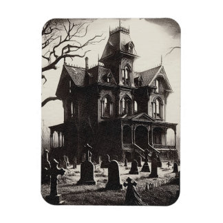 Magnet Flexible Creepy Haunted House Graveyard Drawing
