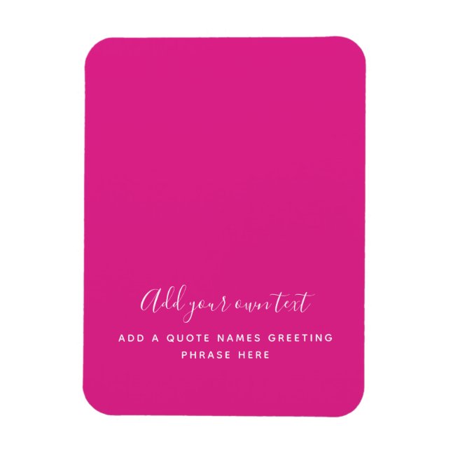 Magnet Flexible Créer son propre CERISE PINK Texte personnalisé (Vertical)
