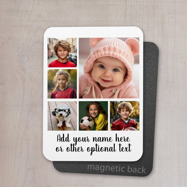 Magnet Flexible Créer un collage photo personnalisé avec 6 photos (Personalized magnet with photo collage and text)