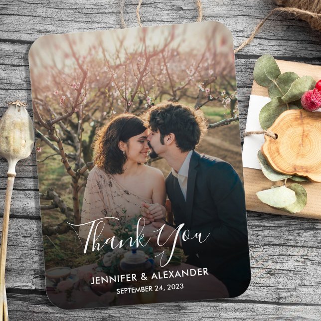 Magnet Flexible Créez votre propre photo Merci Mariage (Create your own photo Thank you flexible wedding magnet. You can add your own photo, text and names.)