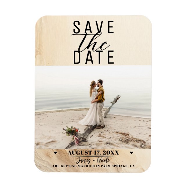 Magnet Flexible Crème d'ivoire botanique bohème texturée Save Date (Vertical)