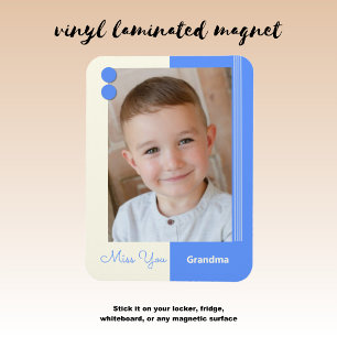 Magnet Flexible Crème et bleu manquez votre grand-mère photo
