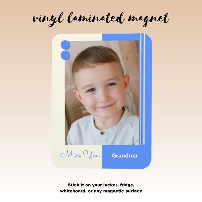 Magnet Flexible Crème et bleu manquez votre grand-mère photo (Créateur téléchargé)