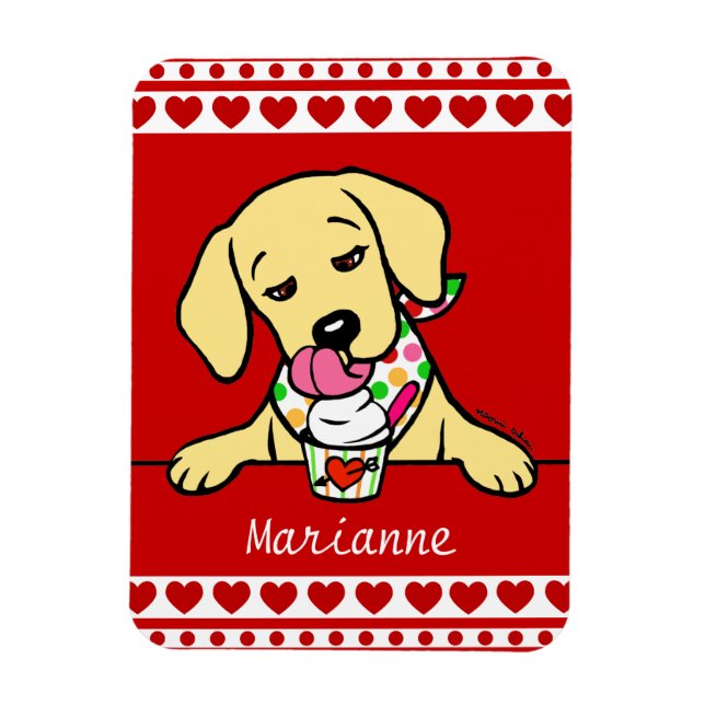 Magnet Flexible Crème glacée pour chiot de laboratoire jaune perso (Vertical)