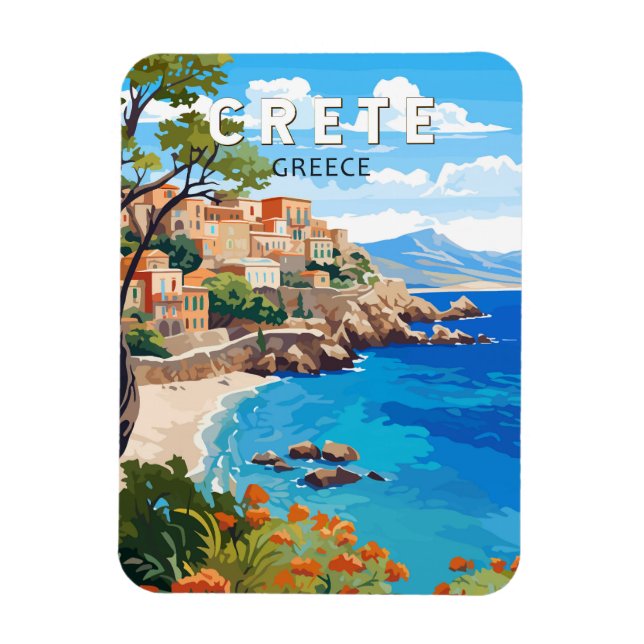 Magnet Flexible Crète Grèce Travel Art Vintage (Vertical)