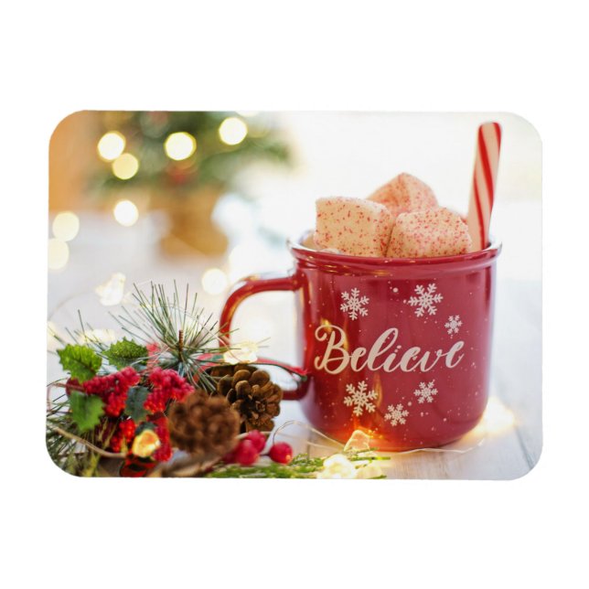 Magnet Flexible Croire Mug, Marshmallows, décorations de Noël (Horizontal)