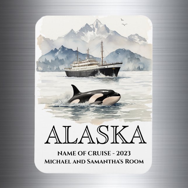 Magnet Flexible Croisière Alaska Cruise Orca Watercolor (Créateur téléchargé)