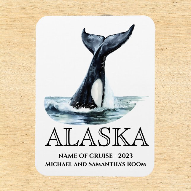 Magnet Flexible Croisière Alaska Cruise Queue d'Orca aquarelle (Créateur téléchargé)
