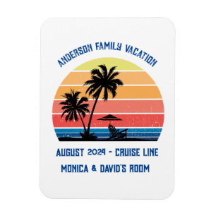 Magnet Flexible Croisière Retro Palm Tree Sunset Vacances en famil