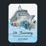 Magnet Flexible Croisière sur mesure 50e anniversaire Mariage Keep<br><div class="desc">Personnalisé 50e anniversaire de mariage garde aimant avec une conception de bateau de croisière et une aquarelle mer illustration.</div>