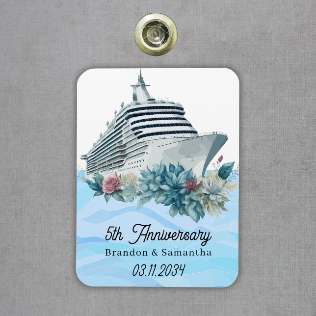 Magnet Flexible Croisière sur mesure 5e anniversaire Mariage Keeps (Custom Cruise 5th Wedding Anniversary Keepsake Magnet
)