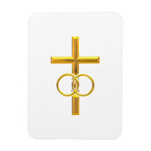 Magnet Flexible Croix 3-D d'or avec anneaux Mariages