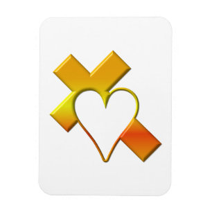 Magnet Flexible Croix jaune "3D" avec coeur