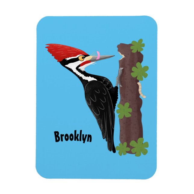 Magnet Flexible Cue drôle Pileated woodpecker dessin d'illustratio (Vertical)