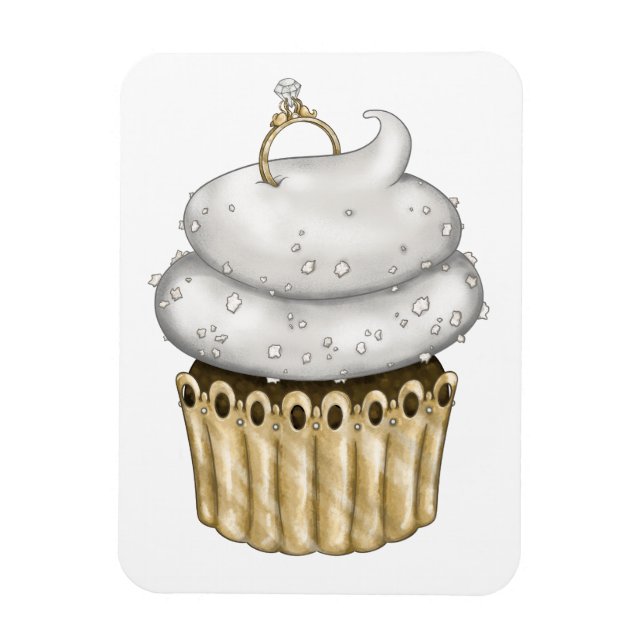 Magnet Flexible Cupcake Fiançailles doux (Vertical)