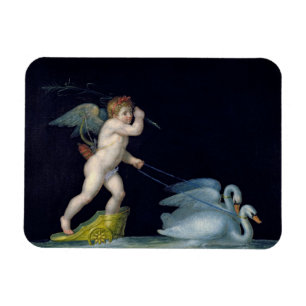 Magnet Flexible Cupidon dirigé par une paire de cygnes (huile sur