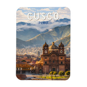 Magnet Flexible Cusco Pérou Illustration Art de Voyage Vintage