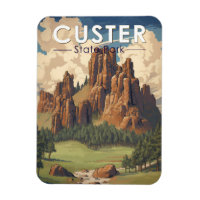Custer State Park South Dakota Travel Art Vintage