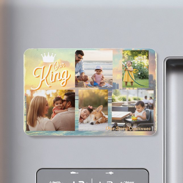 Magnet Flexible Custom Father's Day Photo Collage | Our King (Créateur téléchargé)