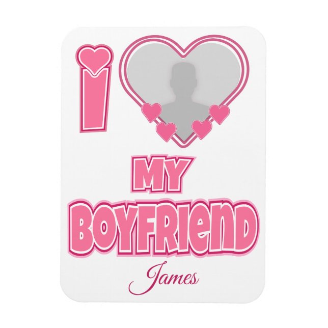 Magnet Flexible Custom I Love My Boyfriend - Ajouter photo et nom (Vertical)