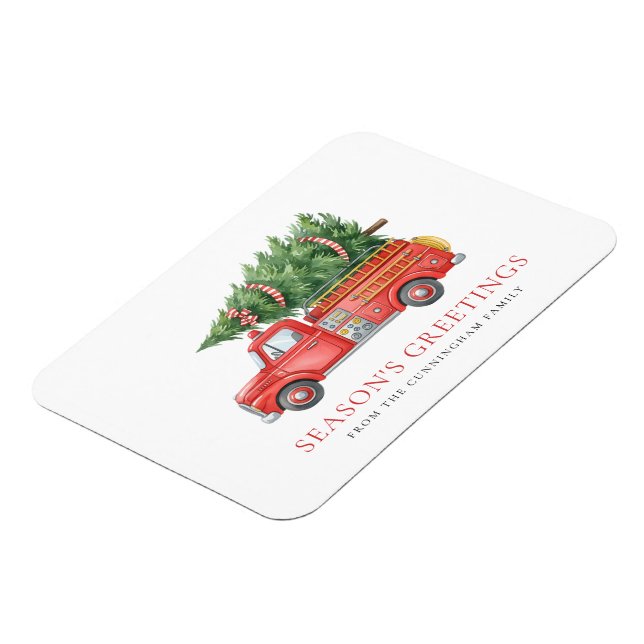Magnet Flexible Custom Modern Firefighter Christmas Fire Truck  (Côté Gauche)