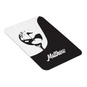 Magnet Flexible Custom Name Hello Black and White Golf