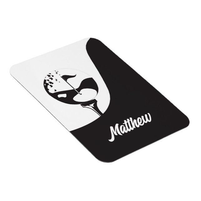 Magnet Flexible Custom Name Hello Black and White Golf  (Côté Droit)