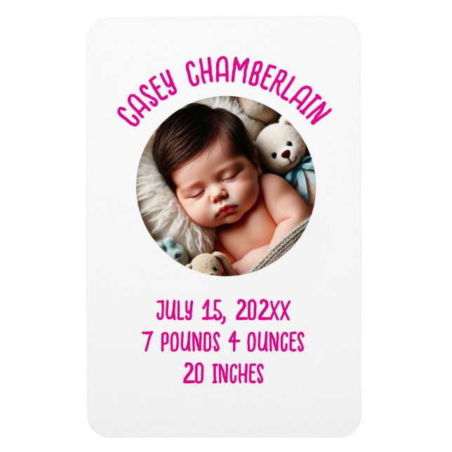 Magnet Flexible custom photo newborn baby announcement (Vertical)
