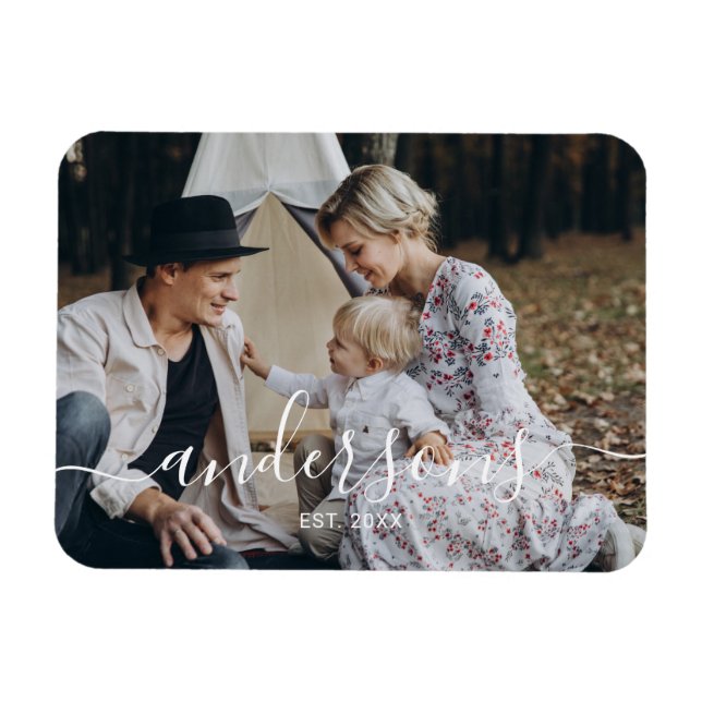 Magnet Flexible Custom photo with family name and established year (Horizontal)