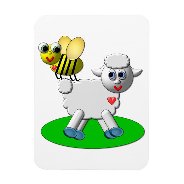 Magnet Flexible Cute 3-D Look Bee and Lamb (Vertical)