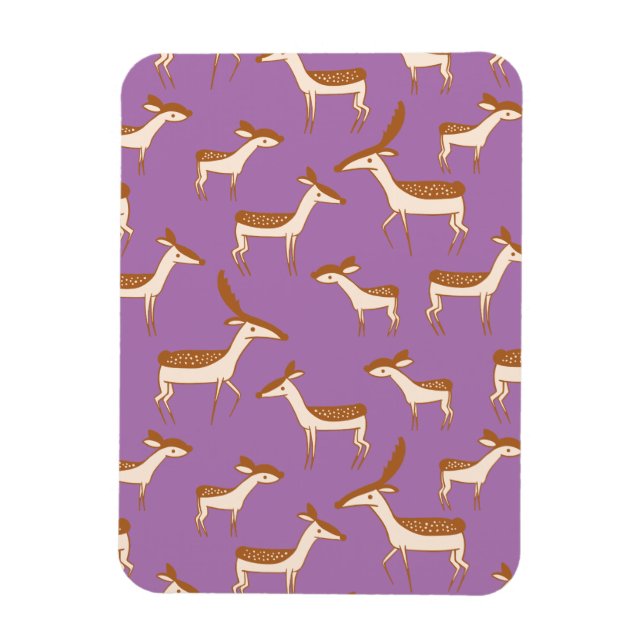Magnet Flexible Cute Baby Deer and Family on Lavender Purple (Vertical)