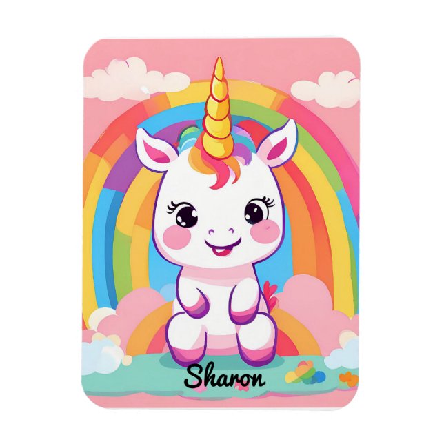 Magnet Flexible Cute Baby Unicorn Arc-en-ciel (Vertical)